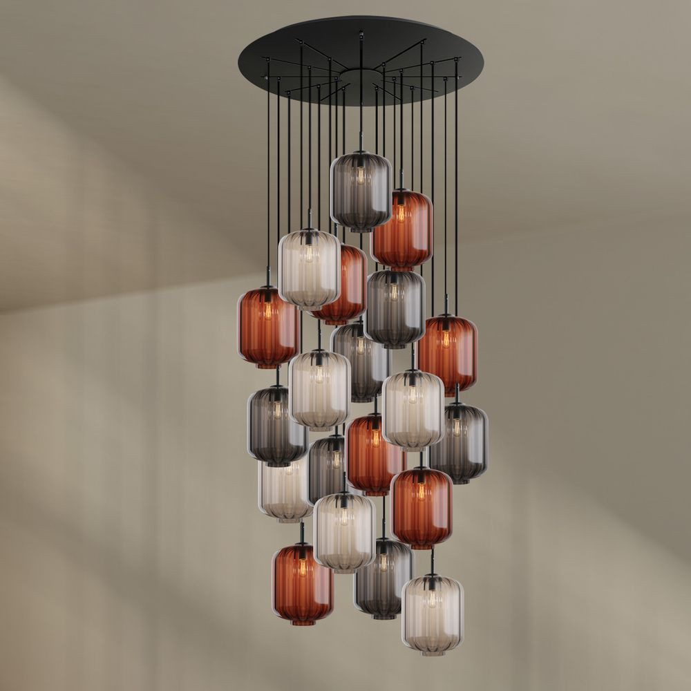 s.luce Pendelleuchte Velo Galerieleuchte 20-flg Ø 120cm Baldachin Ø 25cm Mehrfarbig