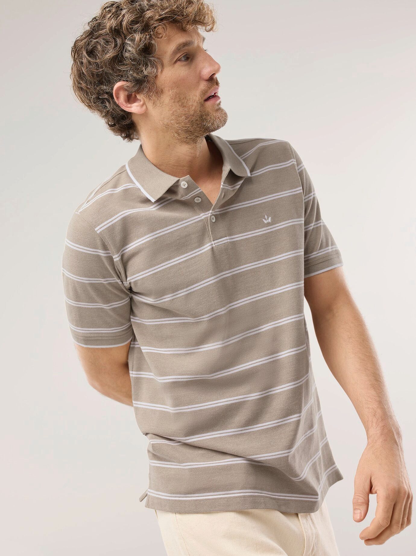 Walbusch Poloshirt Herren Bi-Colour Shirt Piqué mit Perlmuttknöpfen offen Elastischer Baumwollmix, garngefärbt, pflegeleicht, Kurzarm-Polo