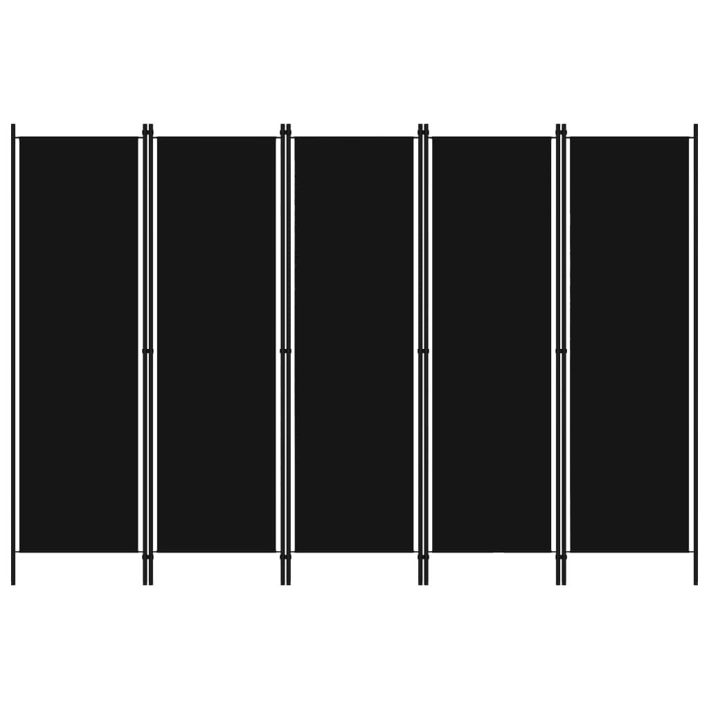 furnicato Raumteiler 5-tlg. Schwarz 250x180 cm | Raumteiler-Regale