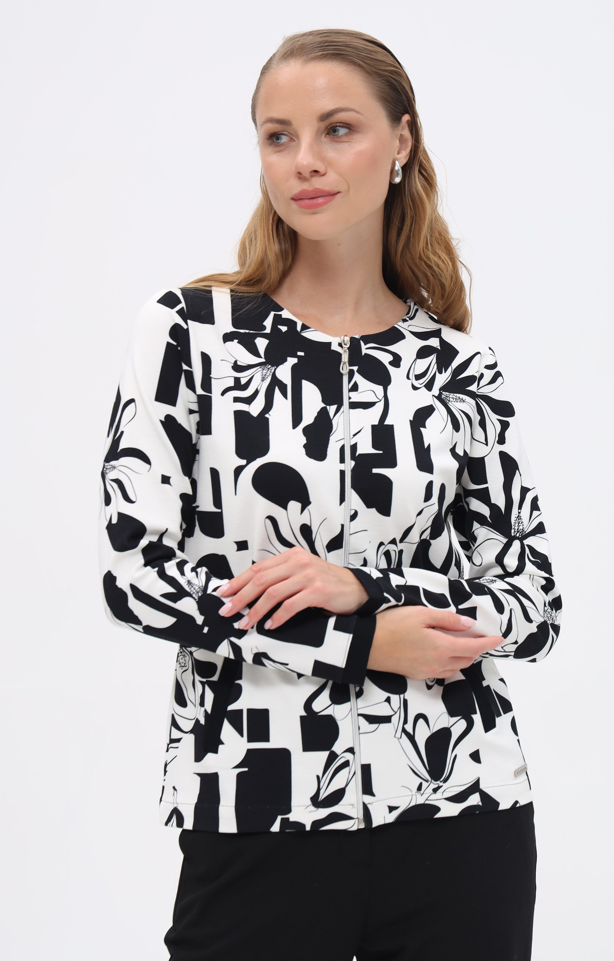 Passioni Blouson Reißverschlussjacke mit grafischen Textmustern günstig online kaufen