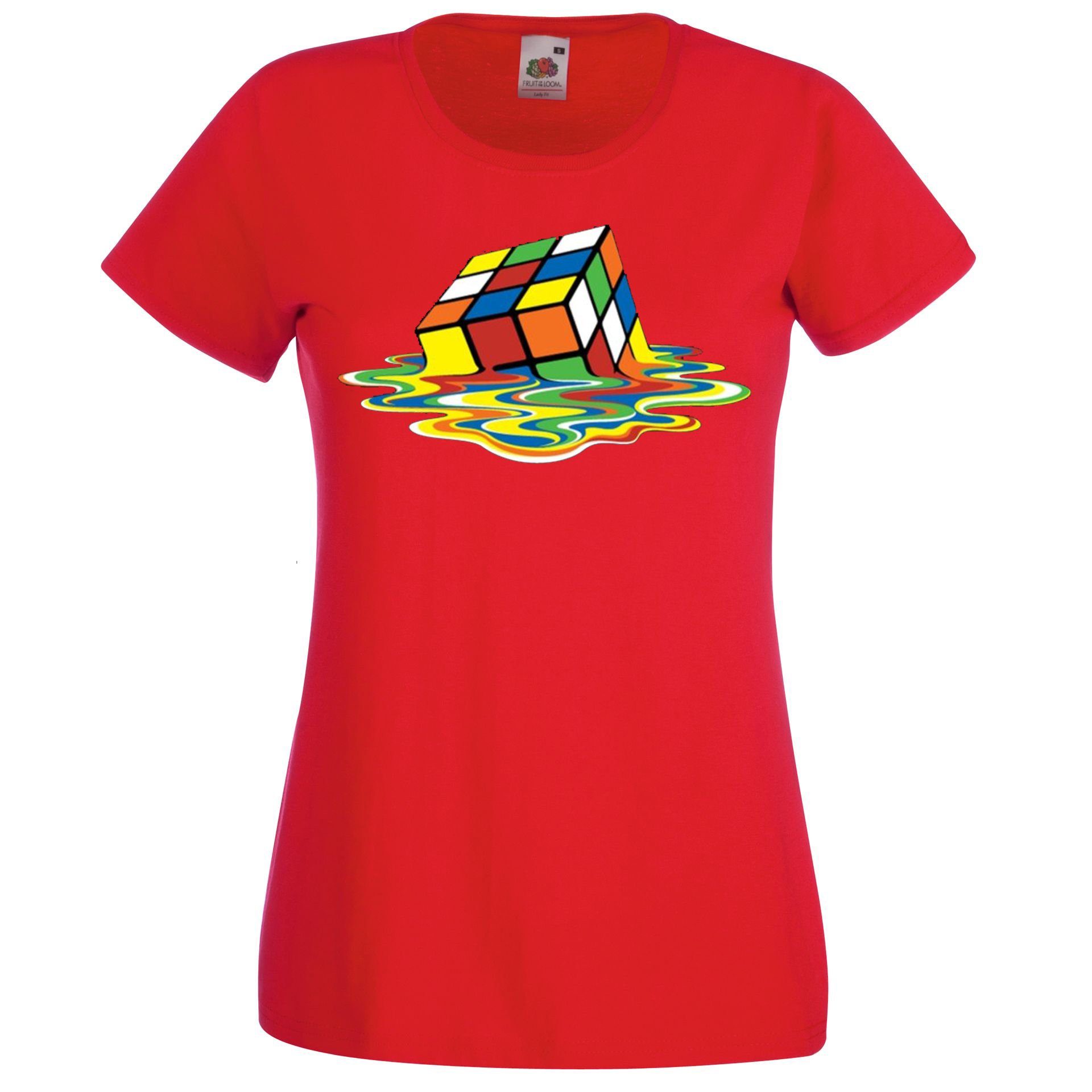 Youth Designz T-Shirt Zauberwürfel Damen Shirt mit witzigem Frontprint Rot
