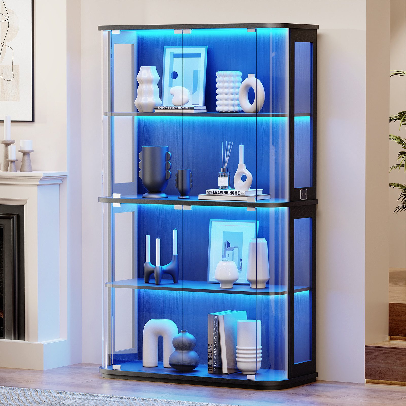 BROTTAR Standvitrine Große, runde Vitrine mit dreifarbiger Beleuchtung & Be günstig online kaufen