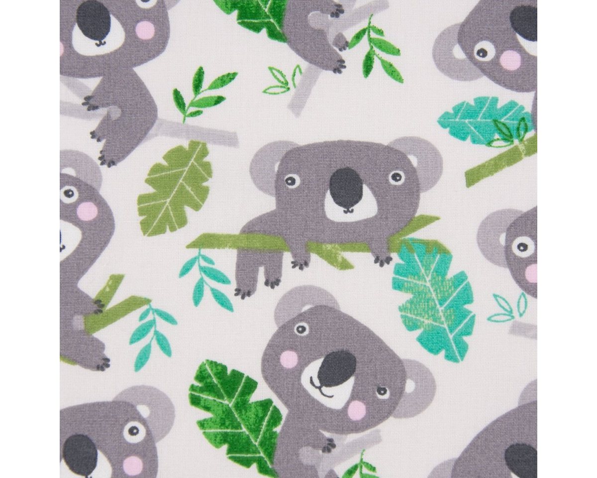 Thumbnail - SCHÖNER LEBEN. Stoff Dekostoff Baumwollstoff Koala Eukalyptus weiß grau grün 1,60m Breite