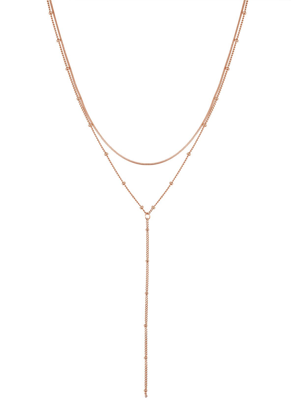 Hey Happiness Y-Kette Layer Damen Edelstahl 18K Roségold vergoldet, Erbsket günstig online kaufen