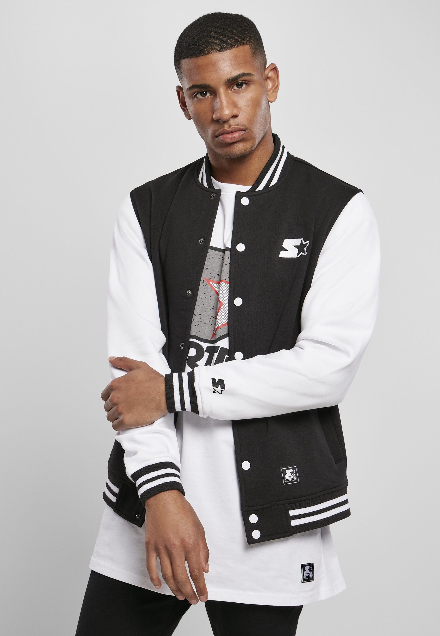 Starter Outdoorjacke Herren Starter College Fleece Jacket (1-St) black/white