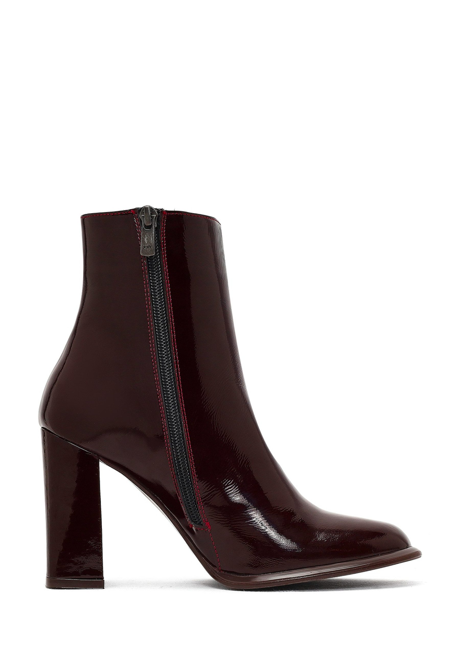 Derimod Absatz-Stiefeletten aus Lackleder Ankleboots Reißverschluss, Textilfutter, TPU Sohle, Absatz 8 cm