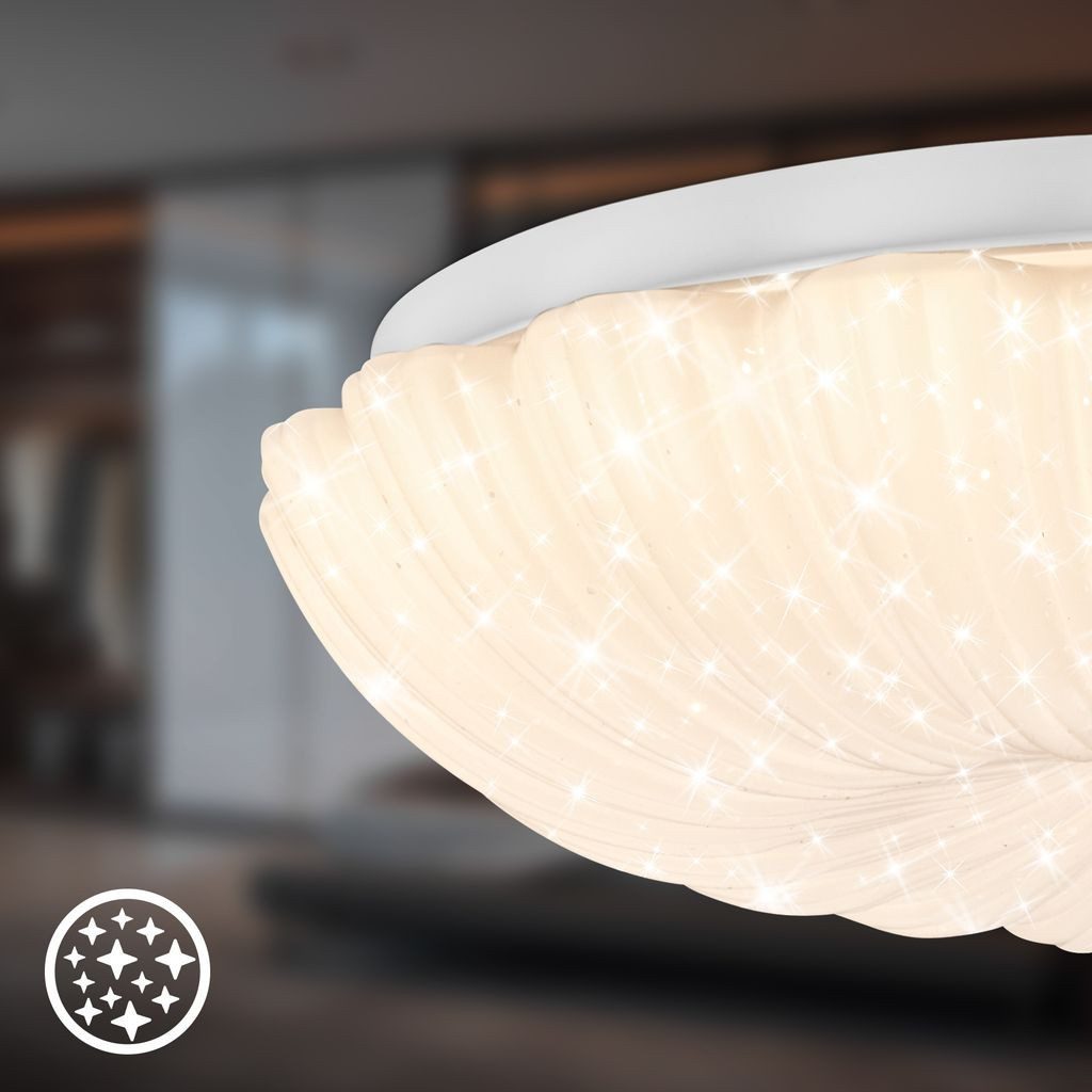 Briloner Leuchten LED Deckenleuchte LED Deckenlampe Sternenhimmel, LED fest integriert, 3000K - Warmweiß, 28,5x7,5 cm, Schlafzimmer, Wohnzimmer, Esszimmer, Flur, Küche