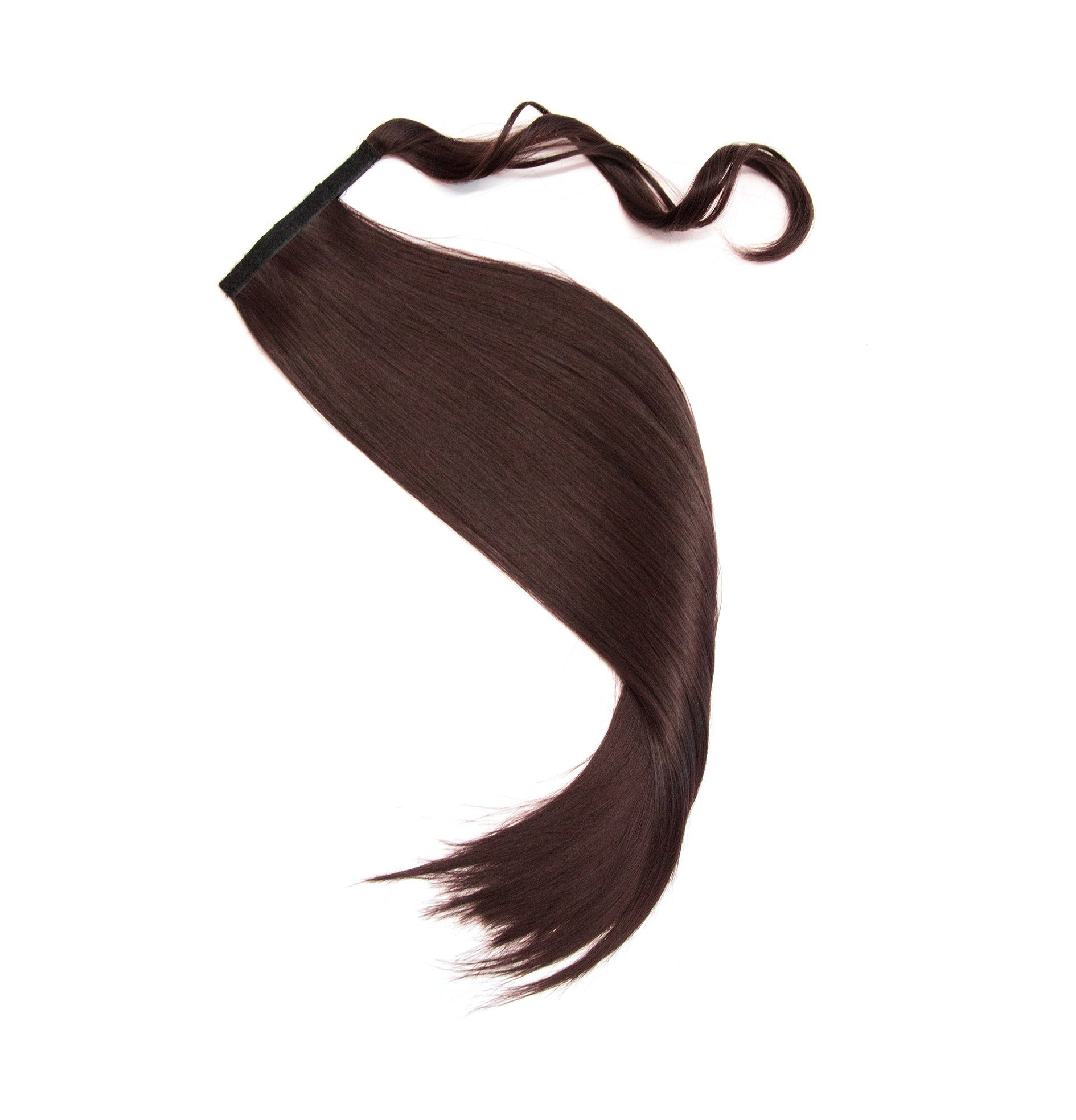 MyBeautyworld24 Haarclip Haarteil Haarverlängerung lange Haare Zopf Pferdeschwanz glatt 60 cm braun