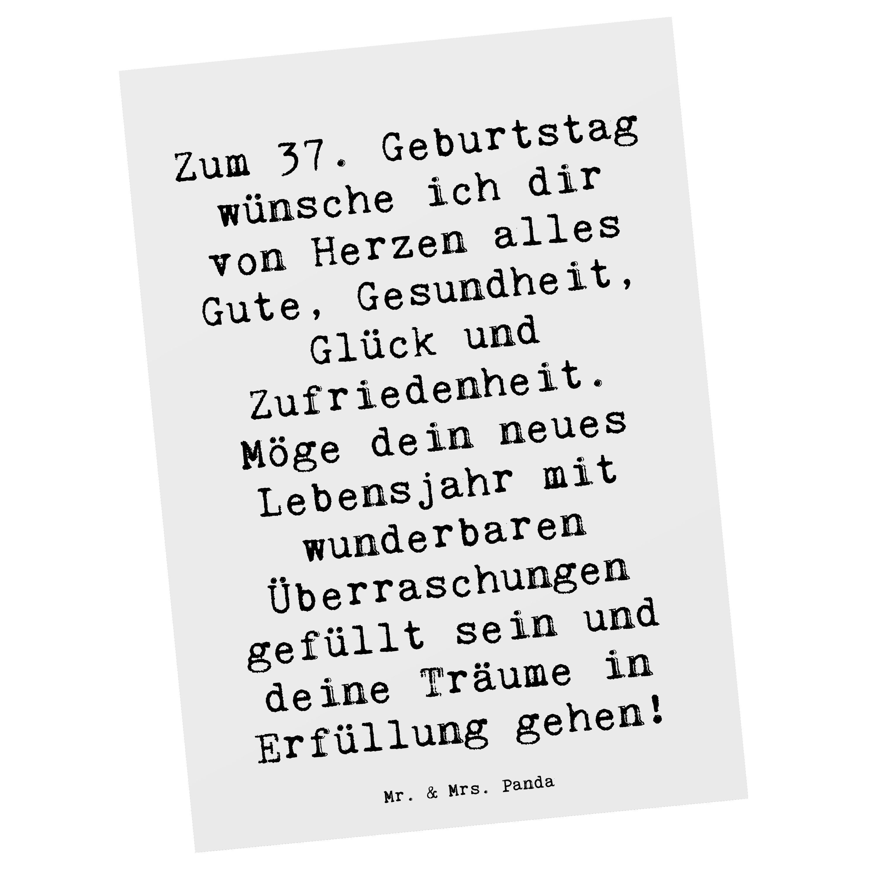 Mr. & Mrs. Panda Postkarte Spruch 37. Geburtstag Grüße Weiß
