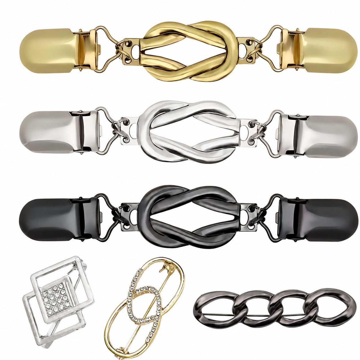 XEOOCE Broschen Set Kleiderclips 6 Stück, Strickjacken Clip, Schalhalter Brosche (Set)