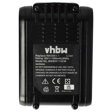 vhbw kompatibel mit Worx WG170.1, WG175, WG166.1, WG170, WG175.1, WG169E, Akku Li-Ion 1500 mAh (20 V)