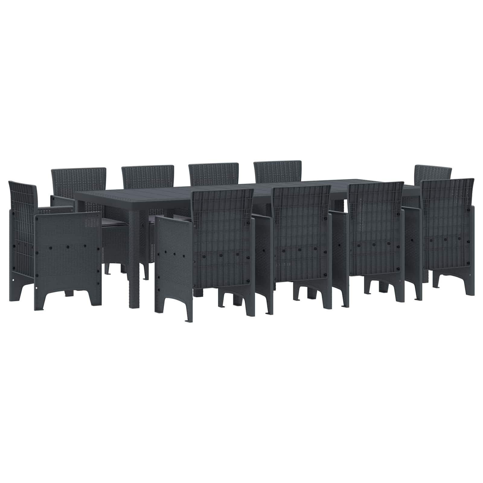 vidaXL Gartenlounge-Set Garten Essgruppe 11 stk. Anthrazit Polypropylen, (11-tlg)