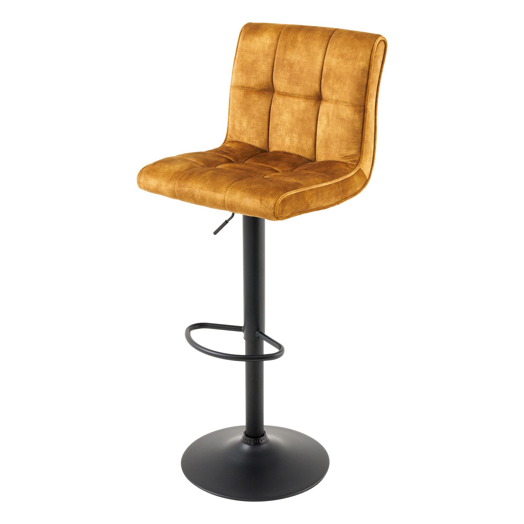 riess-ambiente Barhocker MODENA senfgelb/schwarz - Samt, Metall, 360° drehb günstig online kaufen