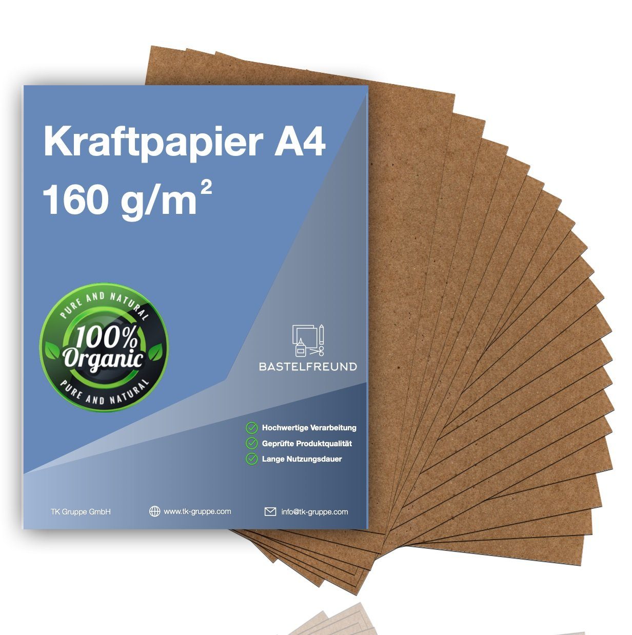 Bastelfreund® Kraftpapier 100x Kraftpapier DIN A4 Papier braun aus Naturkarton