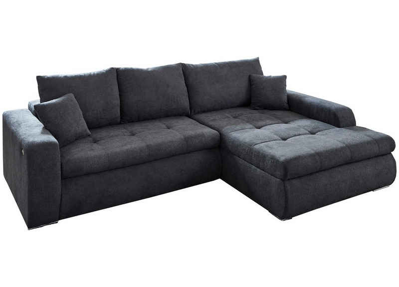 Iwaniccy Sofa FANCY, Grau, Stoffbezug, 272 x 89 x 196 cm, elektrische Sitztiefenverstellung