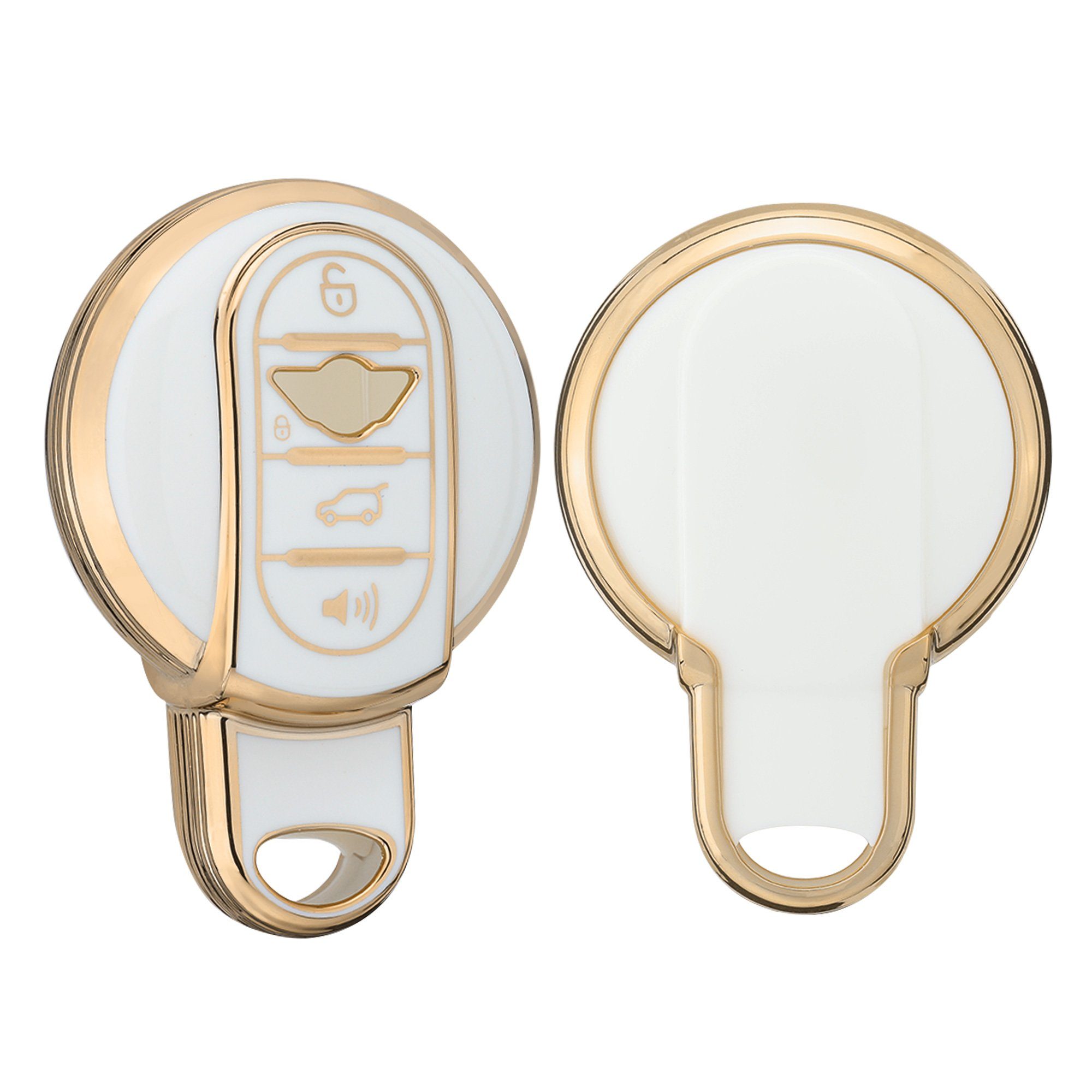 Autoschlüssel Schlüsselhülle Silikon Weiß Hülle Schlüsseltasche kwmobile Mini, für Cover
