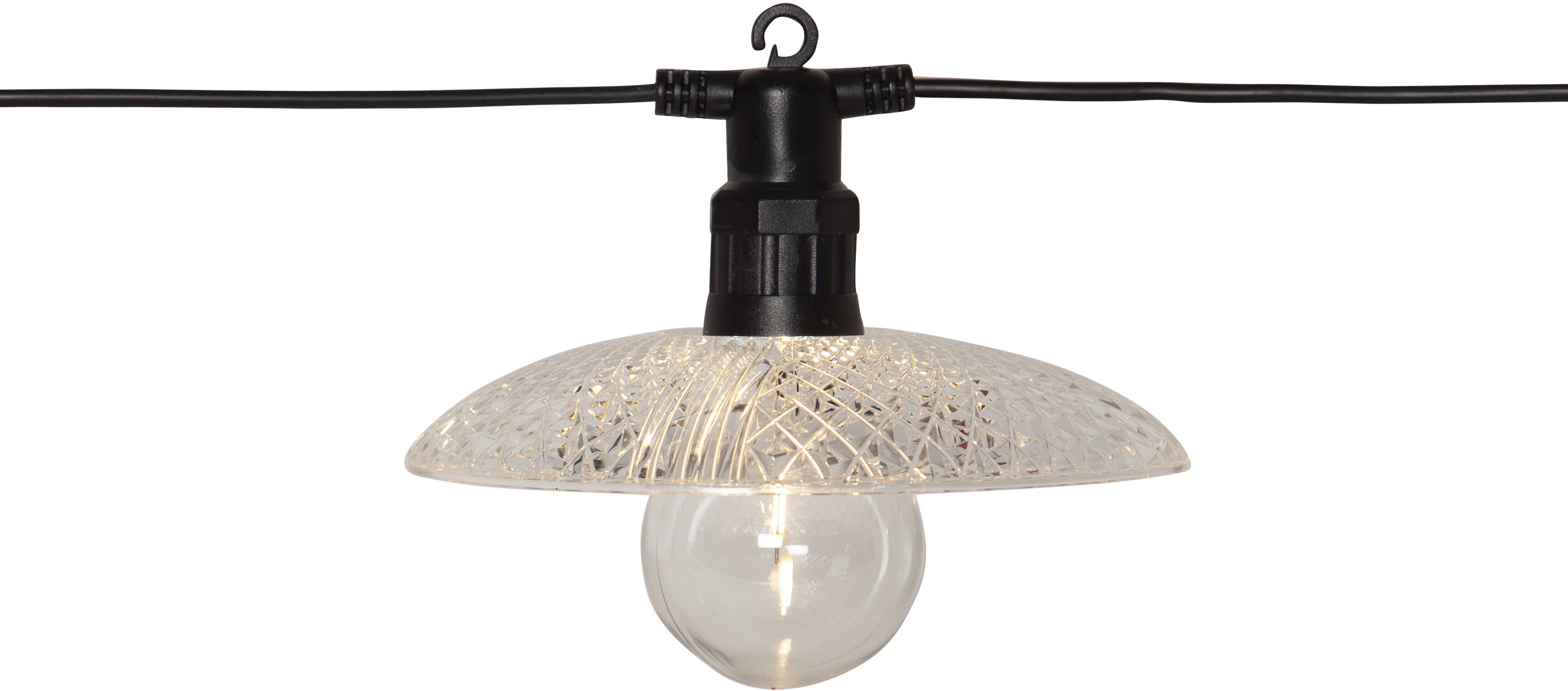 STAR TRADING LED-Lichterkette Glassy Light, 6-flammig, ca. 15,5x14 cm, ca. 3,5m lang, 3m Zuleitung, Trafo, outdoor