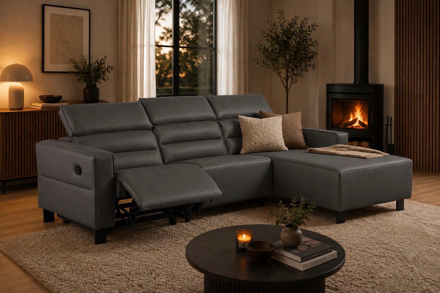 OTTO home Ecksofa Carpari, L-Form, 263 cm, manuelle o. elektrische Relaxfunktion, USB A/C und Kopfteilverstellung