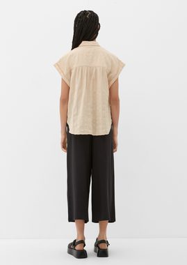 QS Kurzarmbluse Oversize-Bluse aus Baumwolle Raffung