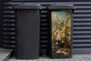 MuchoWow Wandsticker Große Vase mit Blumen - Alte Meister - Malerei (1 St), Mülleimer-aufkleber, Mülltonne, Sticker, Container, Abfalbehälter