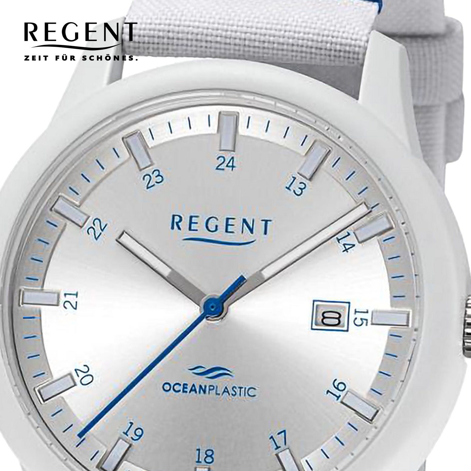 Regent Quarzuhr Regent Herren extra Nylonarmband groß Herren Armbanduhr rund, Analog, 40mm), (ca. Armbanduhr