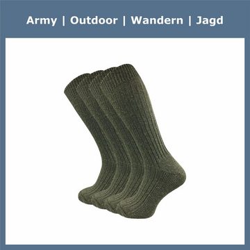 GAWILO Kniestrümpfe für Herren: Army-, Jagd-, & Outdoor-Aktivitäten - dicke Frotteesohle (4 Paar) in grün - strapazierfähige Materialien - stabilisierender Rippschaft