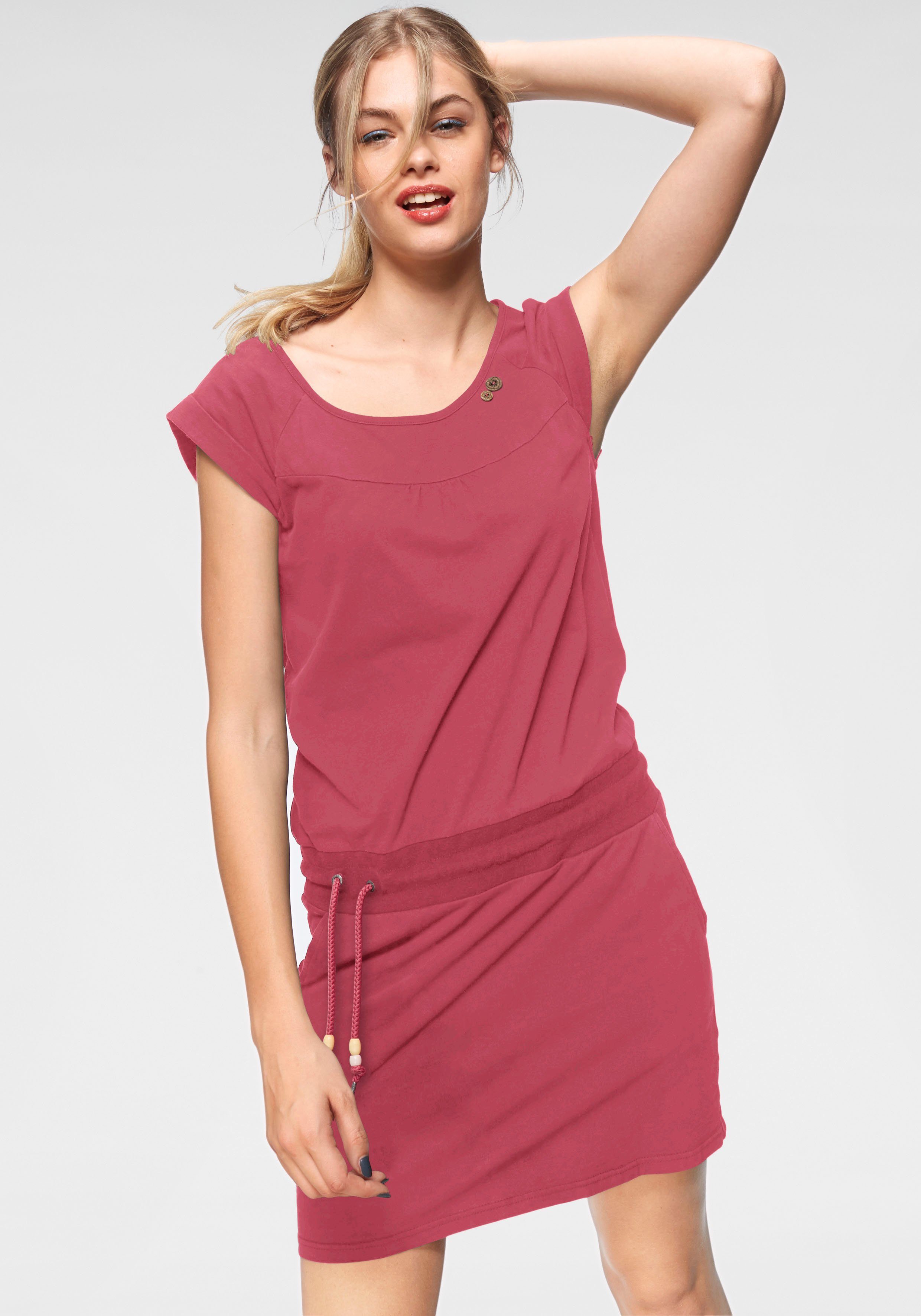 Ragwear Jerseykleid PENELOPE PRINT mit Kordelzug und kontrastiven Zierperlen-Besatz rose 4041