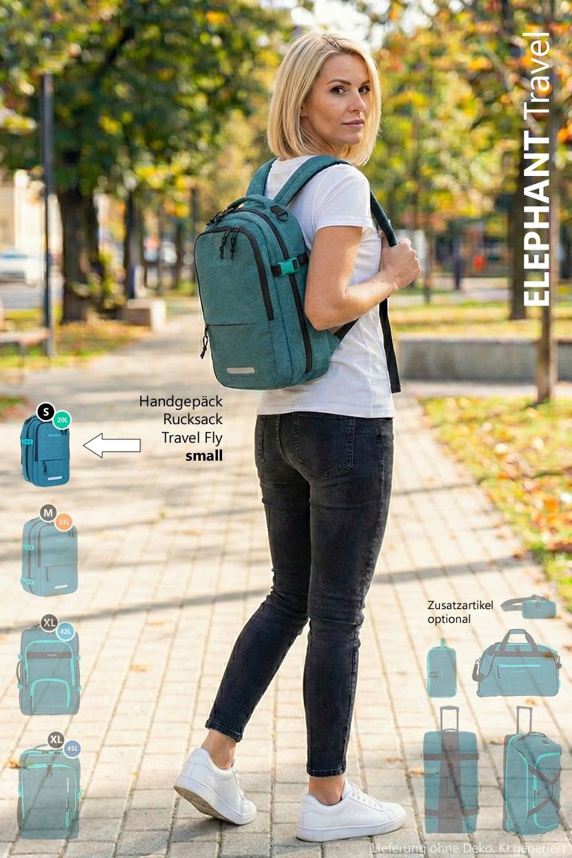 ELEPHANT Rucksack Flugzeug Handgepäck Damen Herren 40x25x20 cm Ryanair, Kabine Reise Reiserucksack Daypack 20 L Gepäck Travel small
