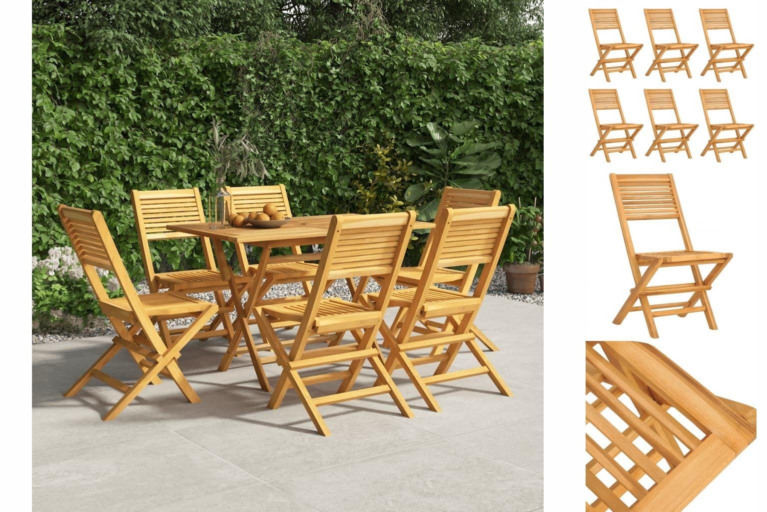 vidaXL Massivholz Gartenstühle 47x62x90 Stk Teak Klappbar 6 Gartenstuhl cm