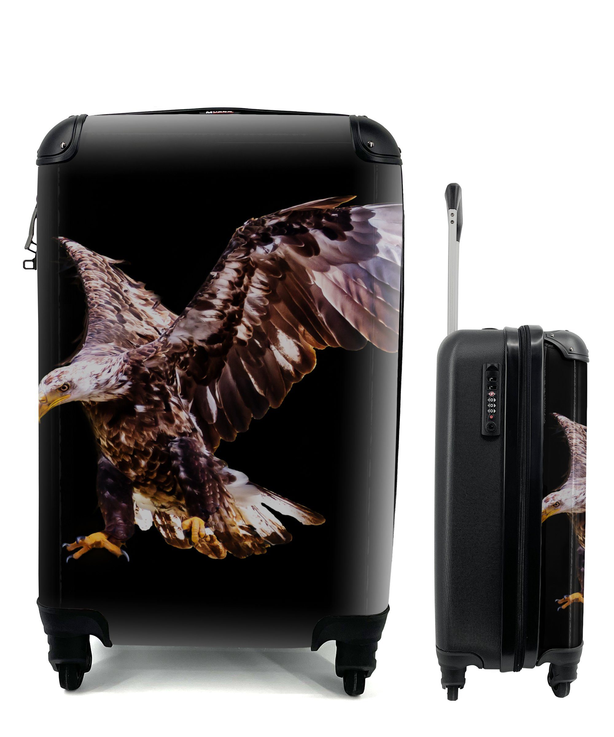 MuchoWow Handgepäckkoffer Adler - für - Rollen, Handgepäck Vogel 4 mit Reisetasche Ferien, Reisekoffer Federn, rollen, Trolley