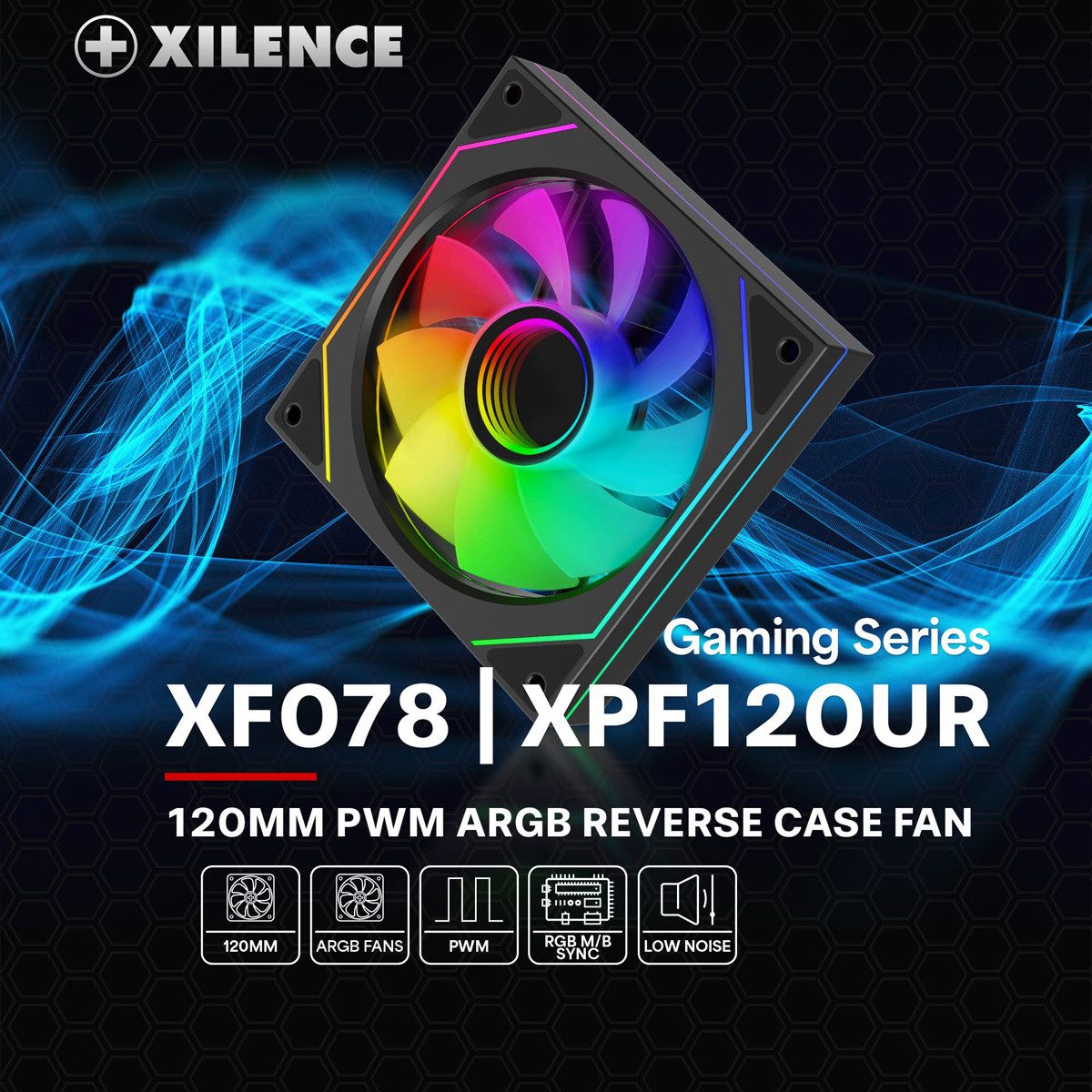 Xilence Gehäuselüfter XF078 Reverse Gehäuselüfter, mit Infinity-Mirror-Design, XF078