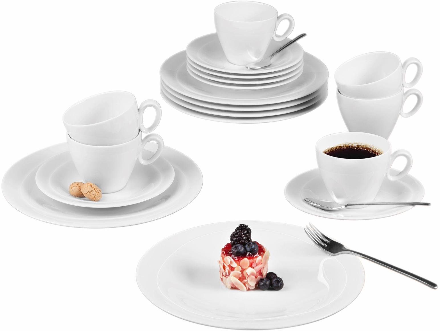 Seltmann Weiden Kaffeeservice Geschirr-Set, Service Trio (18-tlg), 6 Personen, Porzellan, Made in Germany, 18 Teile, für 6 Personen