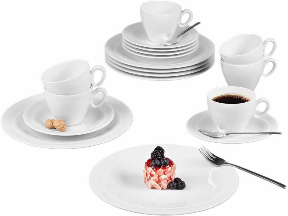 Seltmann Weiden Kaffeeservice Geschirr-Set, Service Trio (18-tlg), 6  Personen, Porzellan, Made in Germany, 18 Teile, für 6 Personen, Seltmann  Weiden Trio weiß