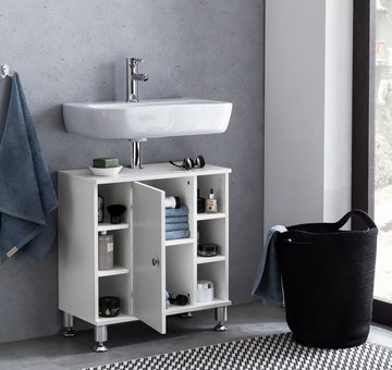 KADIMA DESIGN Waschbeckenunterschrank Badezimmer-Unterschrank mit Chrombefestigung & viel Stauraum