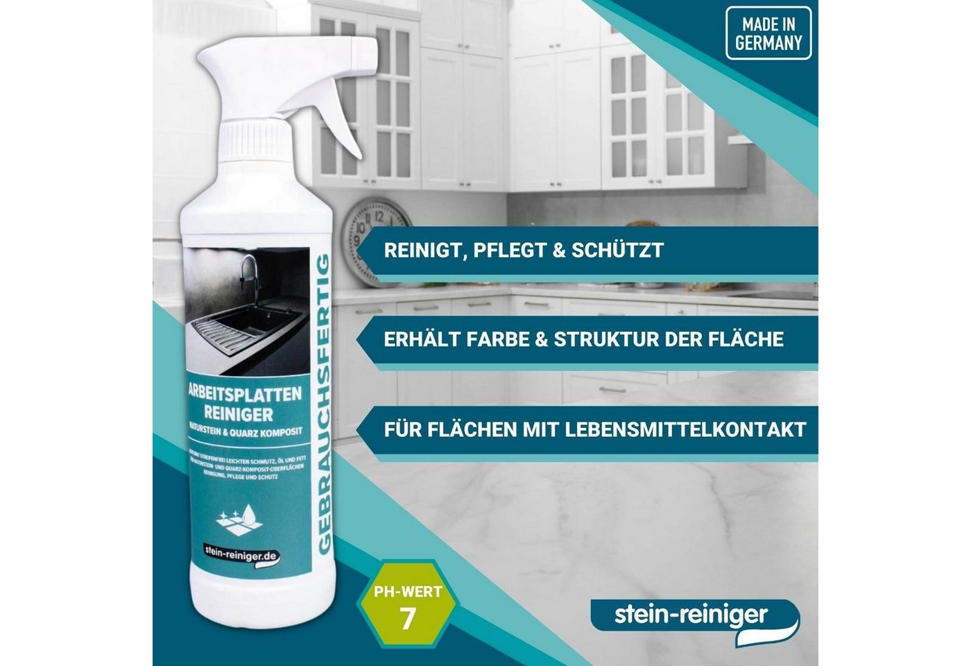 Thumbnail - stein-reiniger.de Arbeitsplatten Reiniger Naturstein & Quarz Komposit 500ml Küchenreiniger