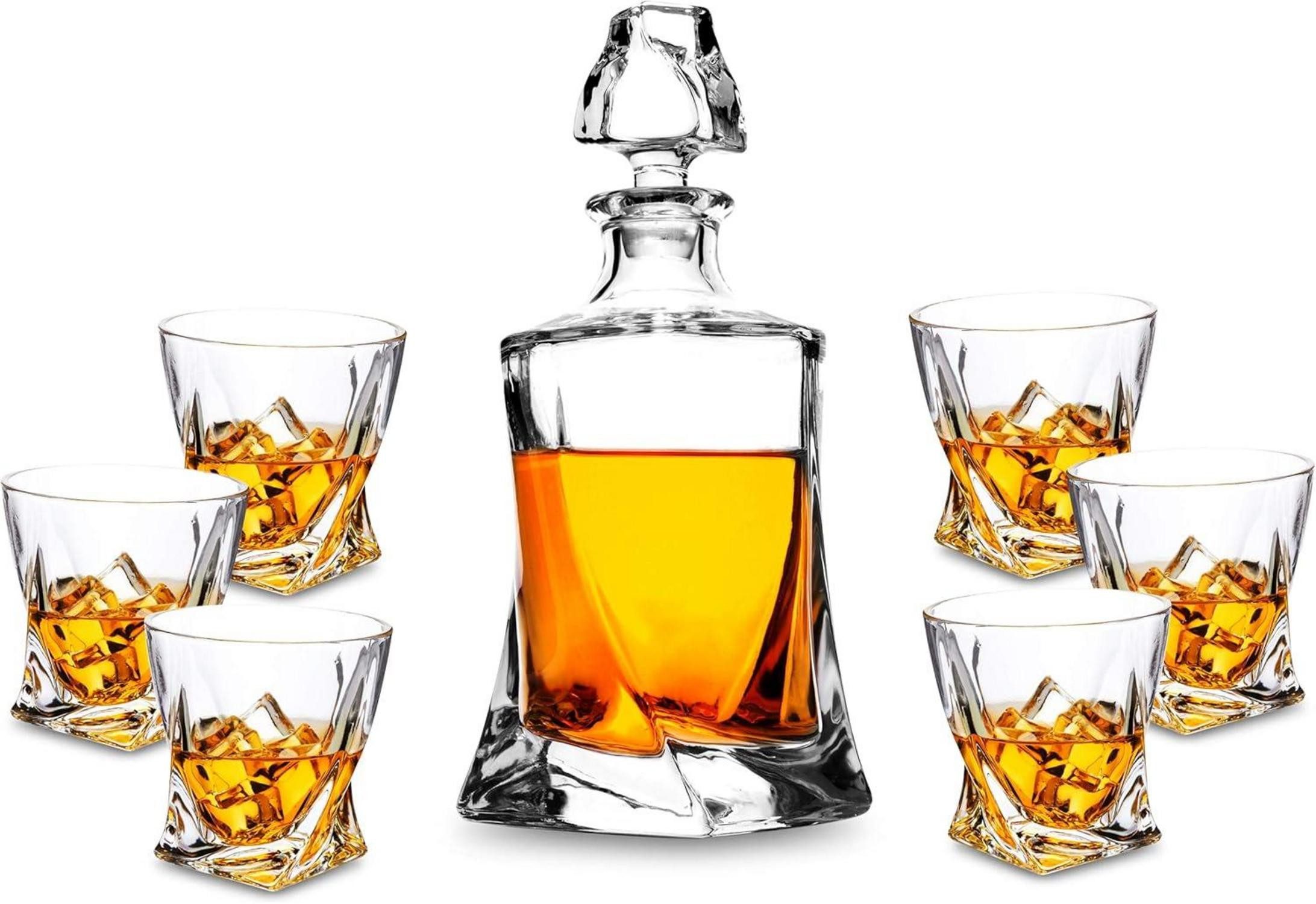 Whiskyglas 7-teiliges Whisky Dekanter und Gläser Set, Bleifrei Kristallglas, 800