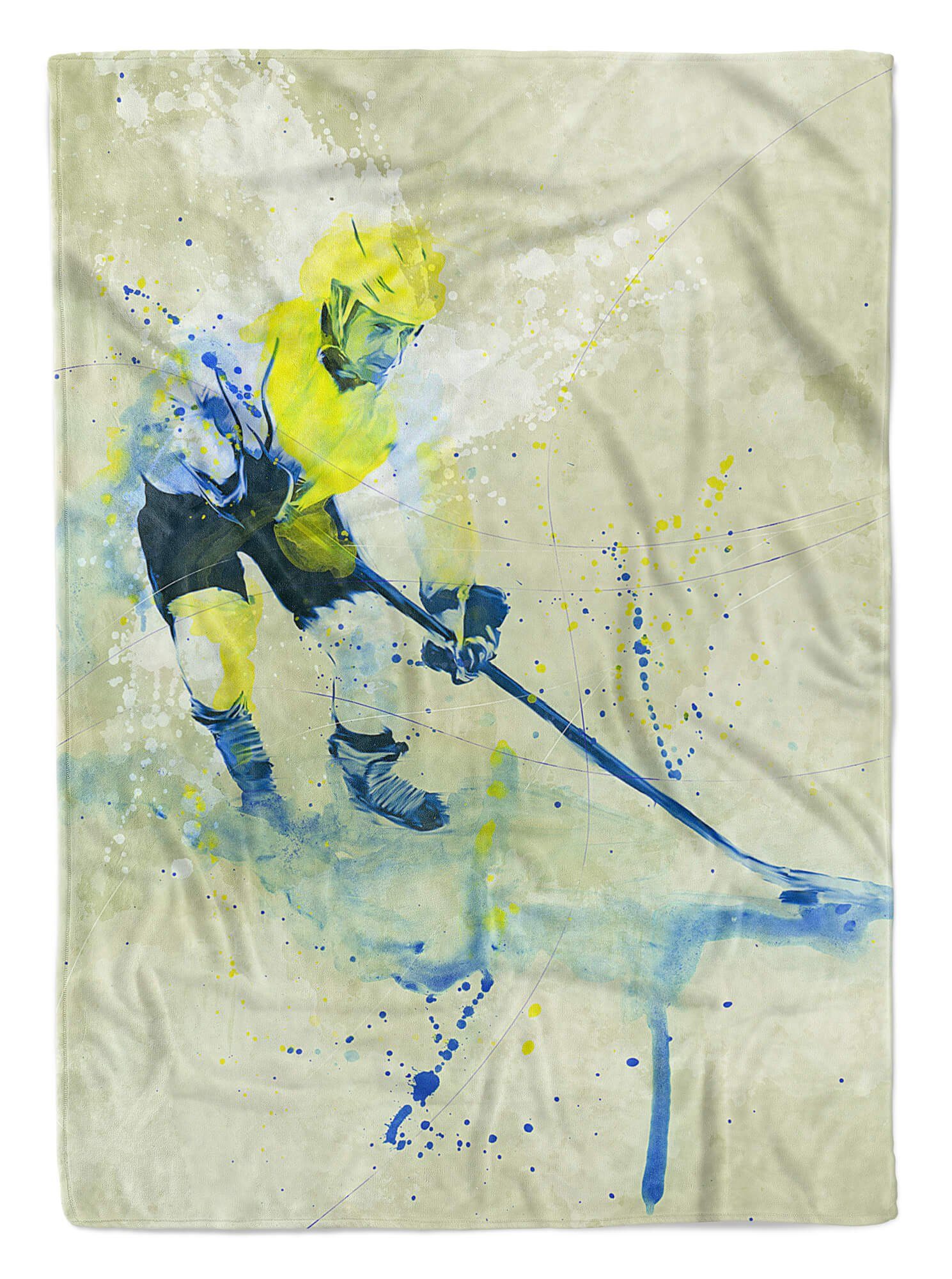 Handtücher SplashArt Sport Handtuch Strandhandtuch Saunatuch Kuscheldecke Kunstvoll Eishockey Sporth, Baumwolle-Polyester-Mix (1-St), Handtuch