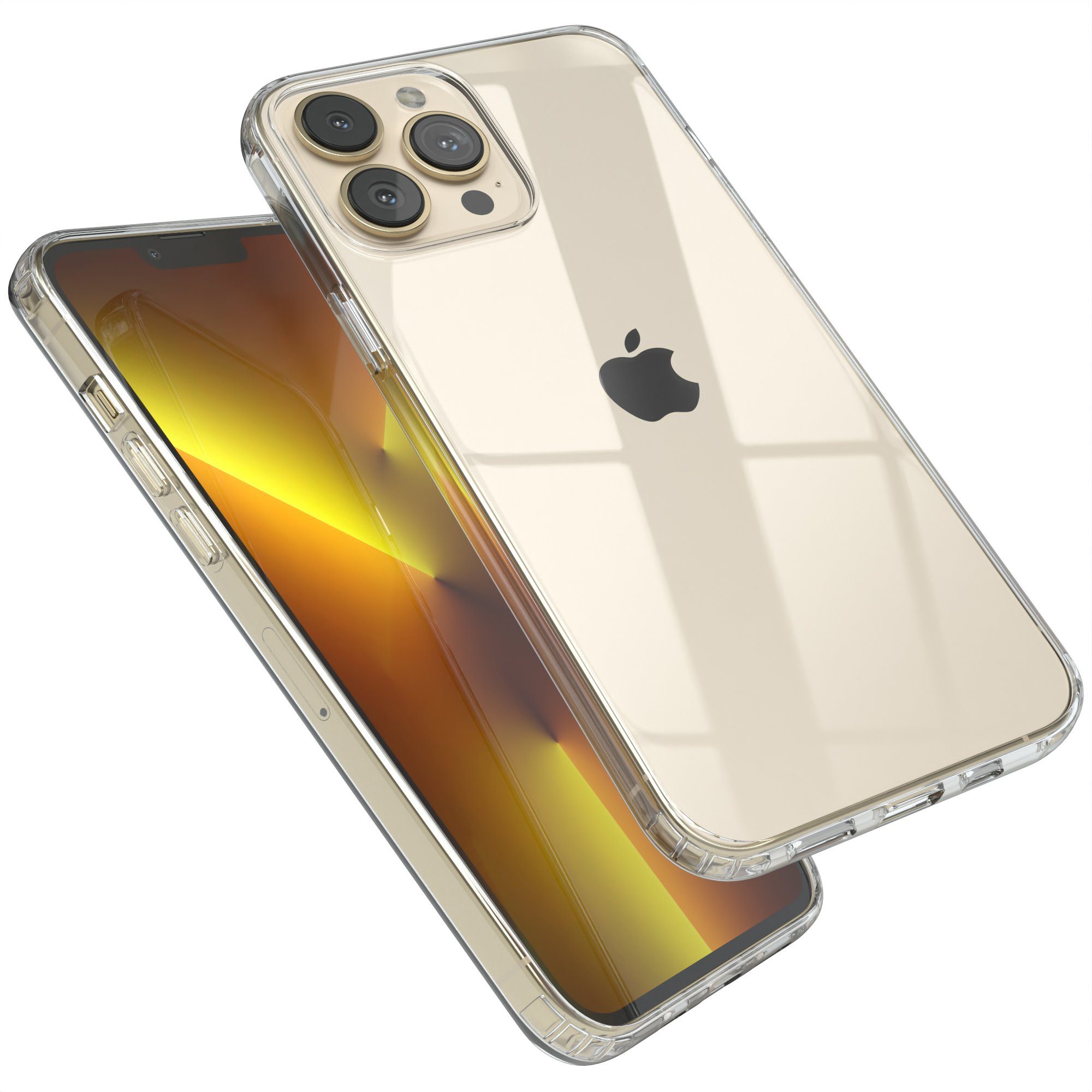 EAZY CASE Handyhülle Crystal Clear Case für Apple iPhone 13 Pro Max 6,7 Zoll, Schutzhülle Kameraschutz Silikonhülle Transparent Handyhülle Slimcover