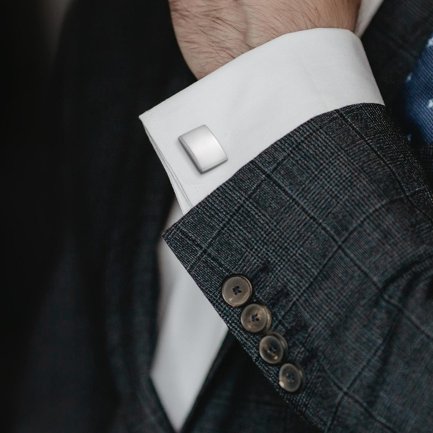 KARMA Manschettenknöpfe Set 2er Set Herren Edelstahl Silber od. Schwarz rechteckig (pflegeleicht, 1-Paar, klassisch modern rostfrei hypoallergen), elegant Business Hochzeit Hemd Accessoire