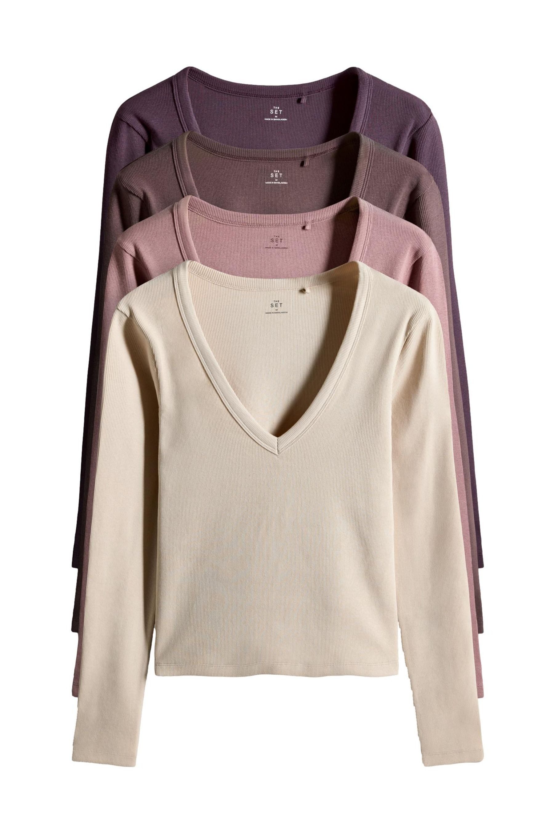 The Set Langarmshirt The Set Langarmshirts mit V-Ausschnitt, 4er-Pack (4-tl günstig online kaufen