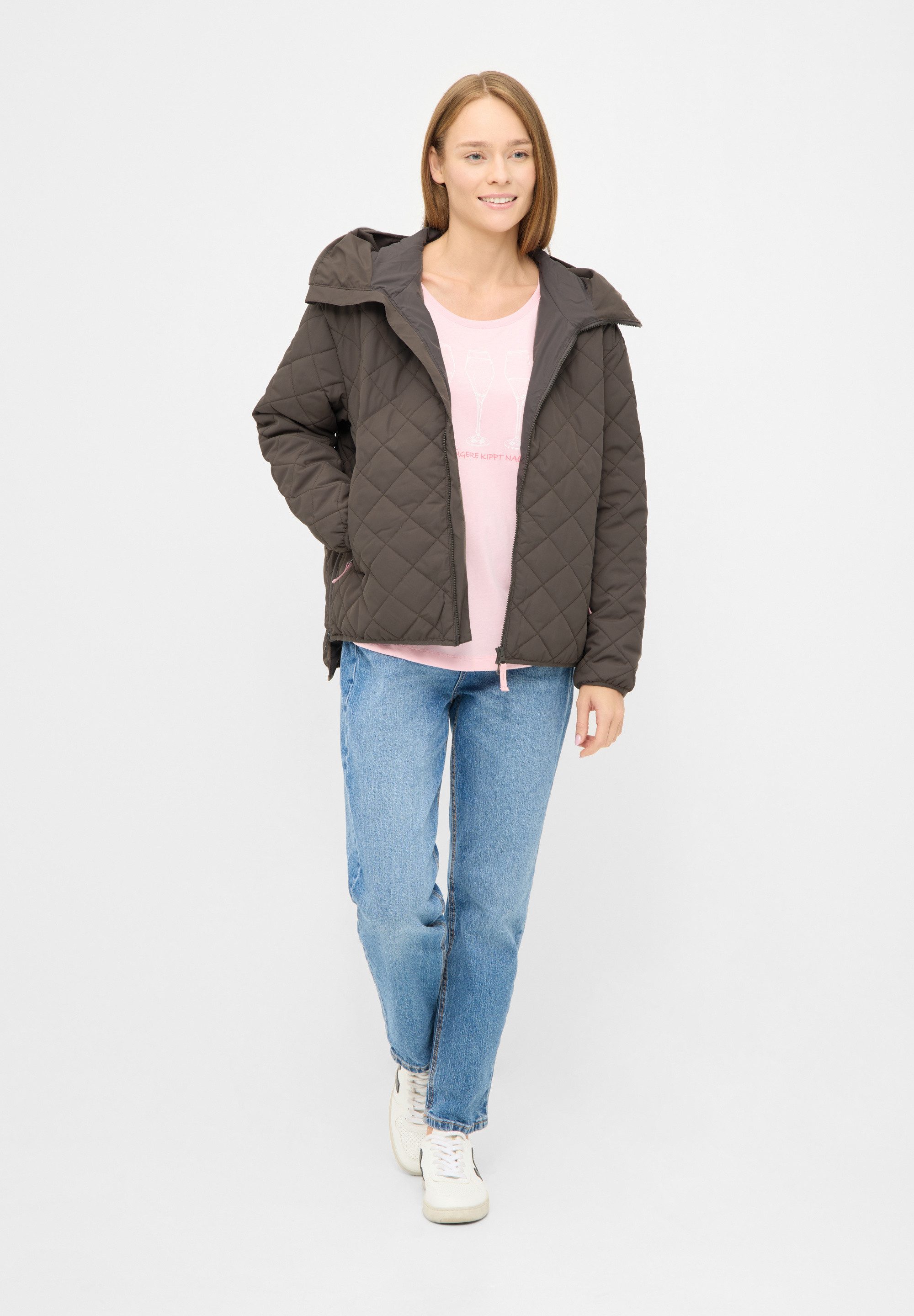 Derbe Steppjacke Quiltby Short Wasserabweisend, Kapuze, 2-Wege Reisßverschluss