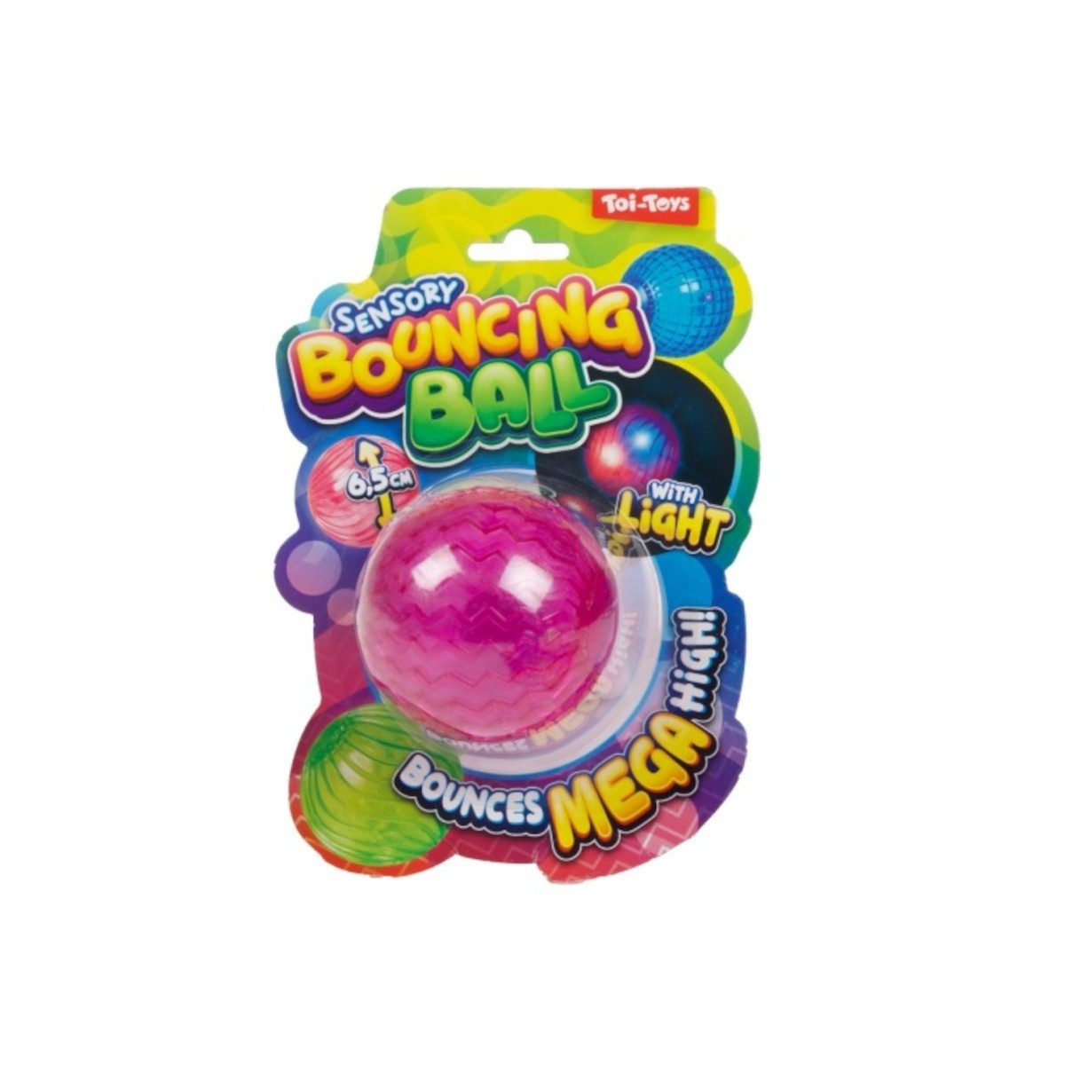 Toi-Toys Spielball Sensorischer Flummi mit Licht 6,5 cm Springball für Kinder, leuchtet