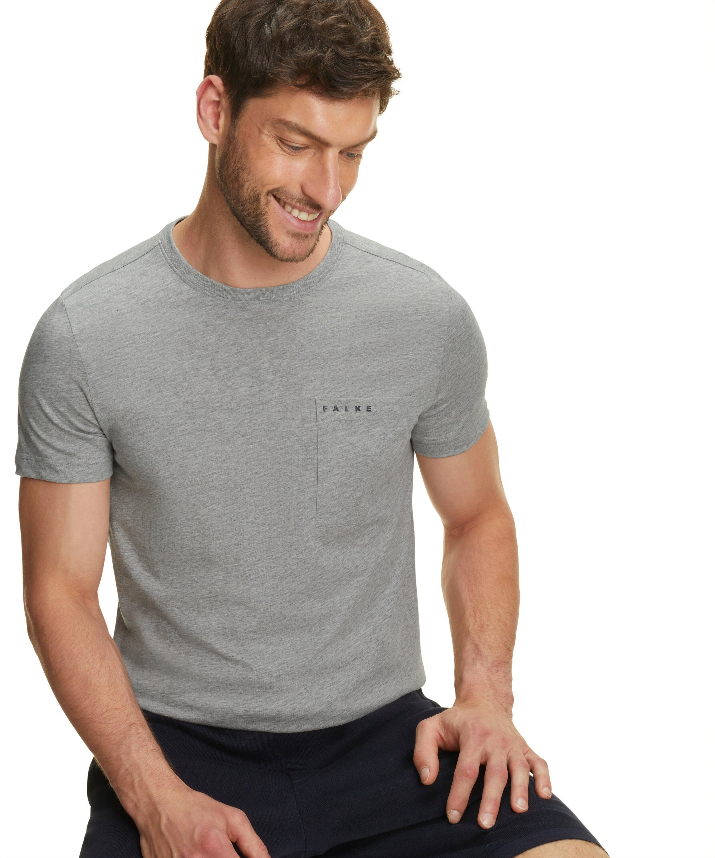 grey FALKE light T-Shirt (1-tlg) (3400) hochwertiger Pima-Baumwolle aus