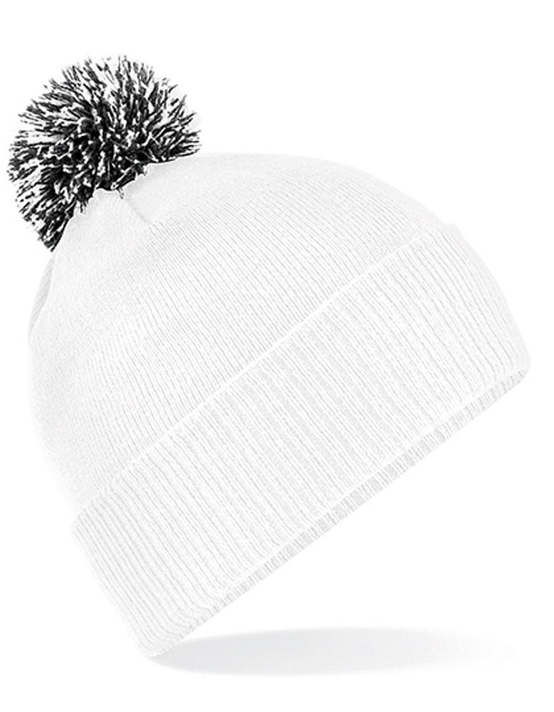 White/Black Design Slouch-Beanie Goodman Pompon Bommelmütze Mütze Pudelmütze Beanie – Design Duales Umschlag Strickmütze als oder mit