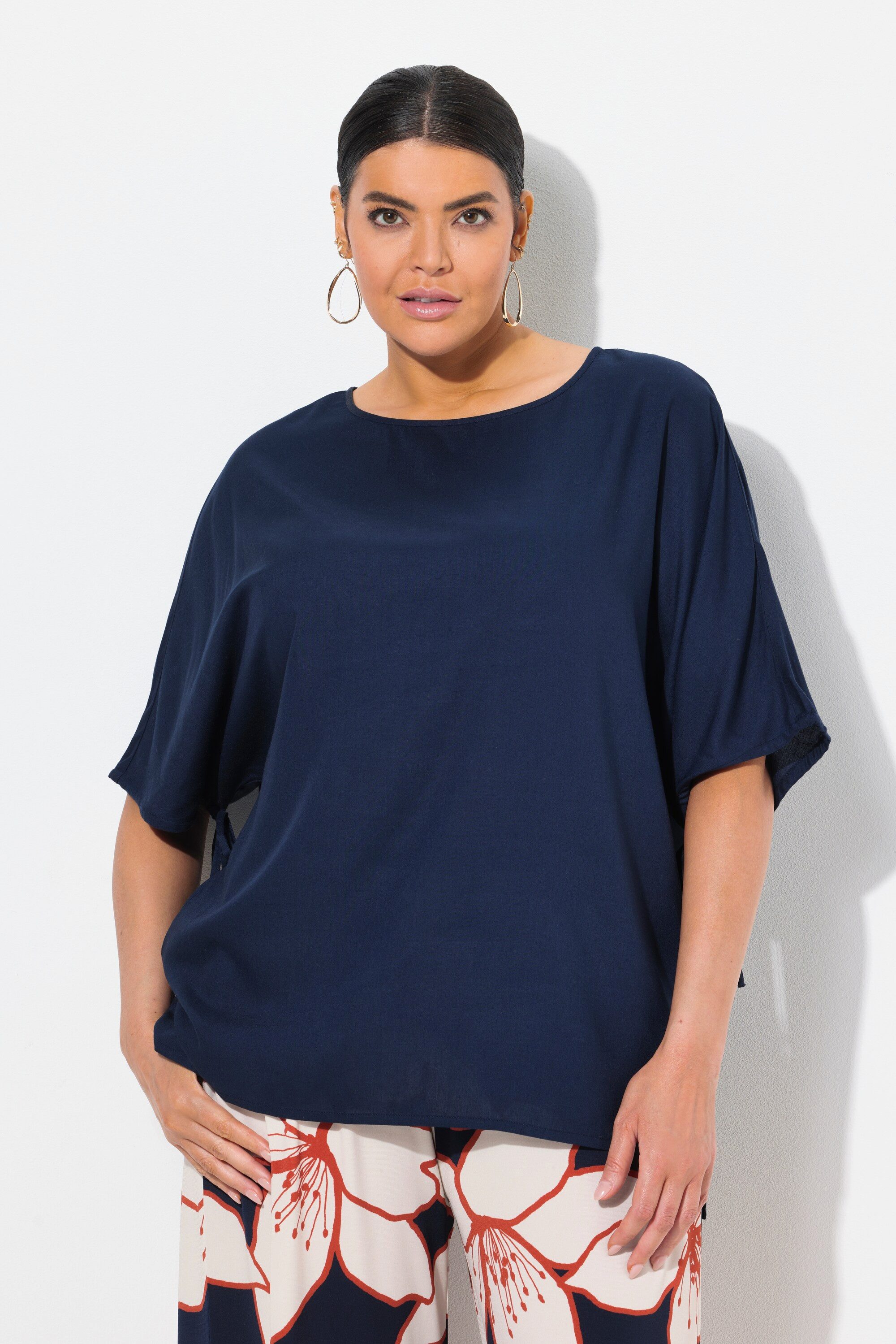 Ulla Popken Tunika Tunika-Bluse Overzised U-Boot-Ausschnitt günstig online kaufen