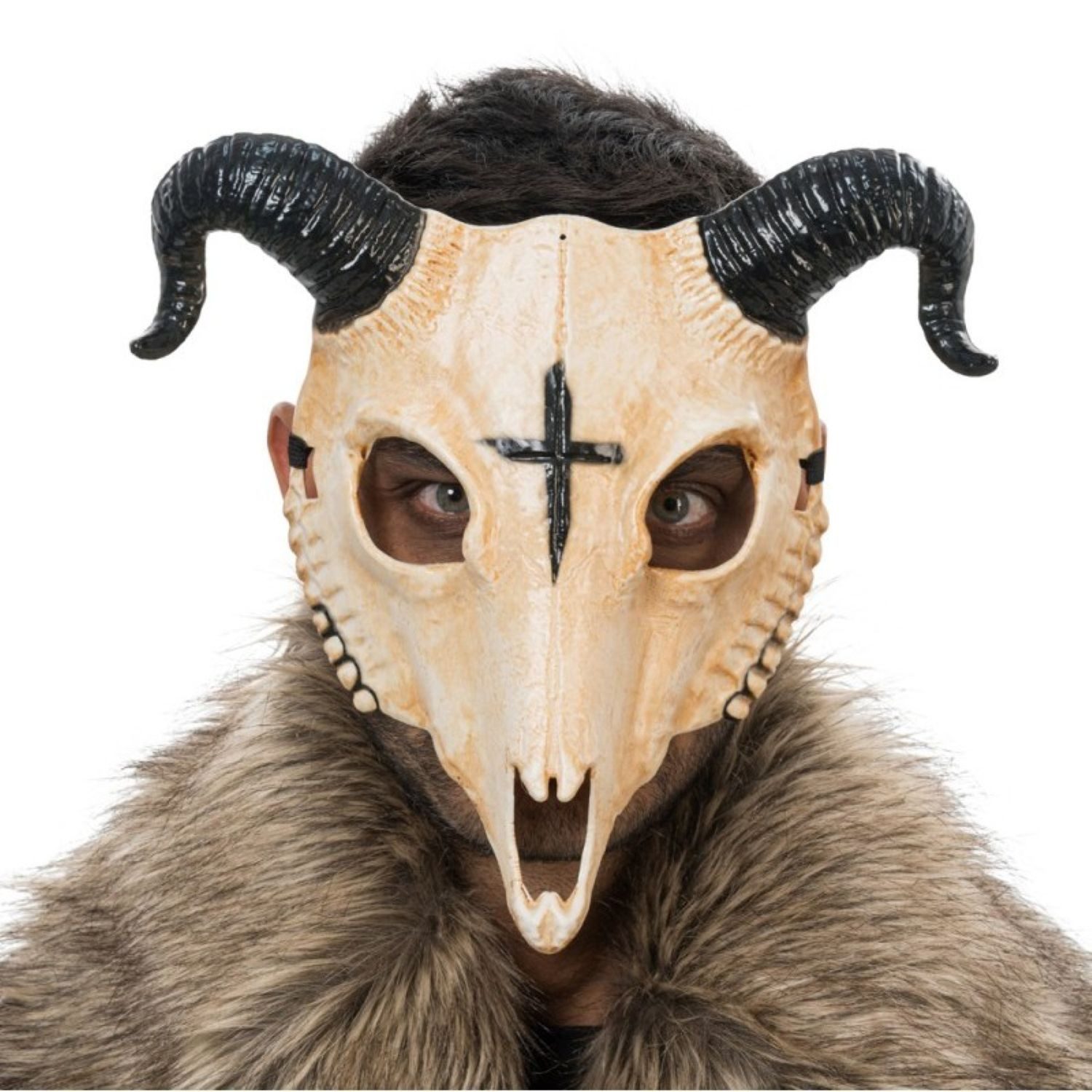 CHAKS Verkleidungsmaske Halloween Maske 'Skelett mit Hörnern', 28x9x24 cm günstig online kaufen