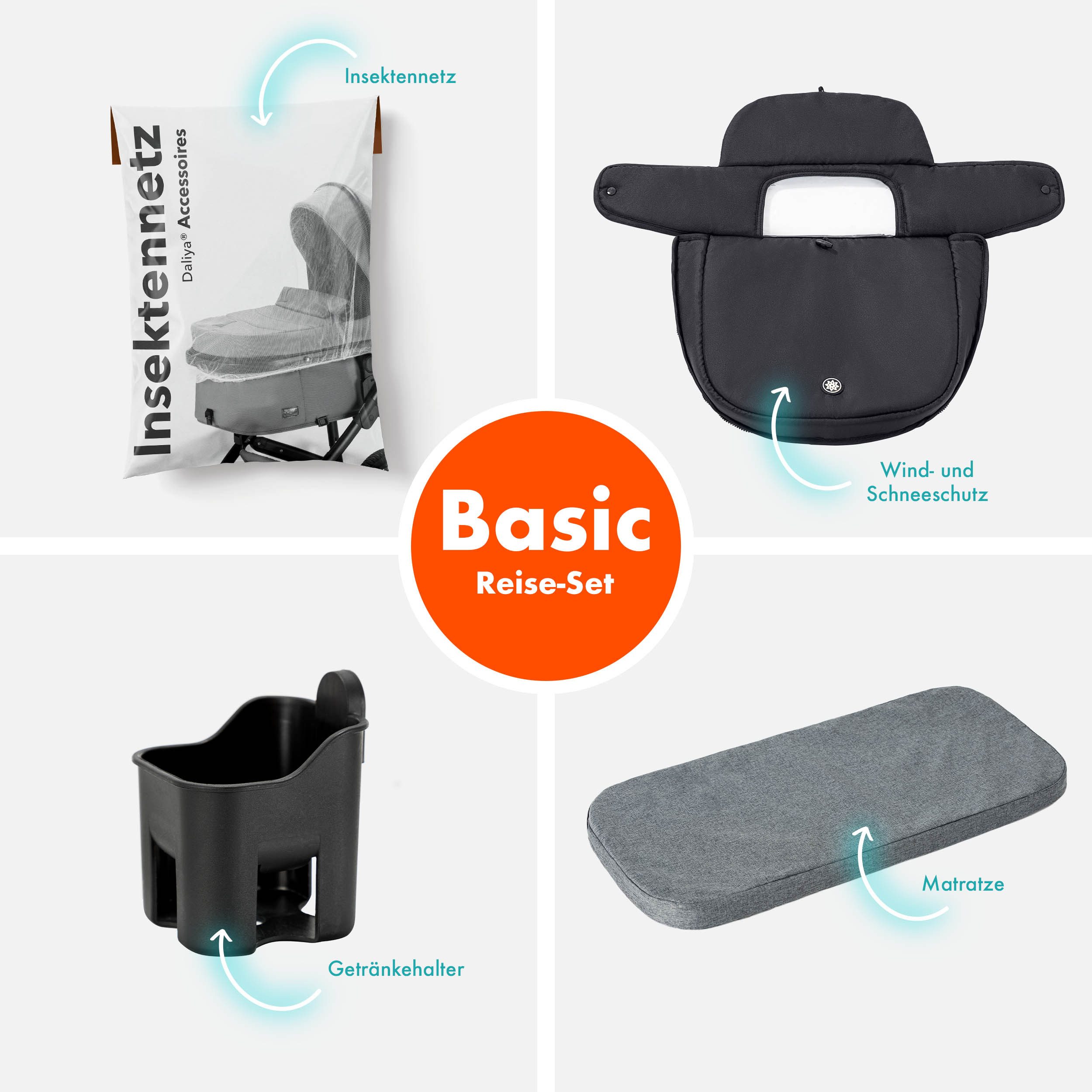 Daliya® Kombi-Kinderwagen BAMBIMO 2in1 Kinderwagen & Buggy, Babywanne und Sportsitz, Alu-Rahmen, (Grundausstattung für Babys, 9-tlg), Großer Einkaufskorb, Federung, weiche Matratze, Belüftungssystem