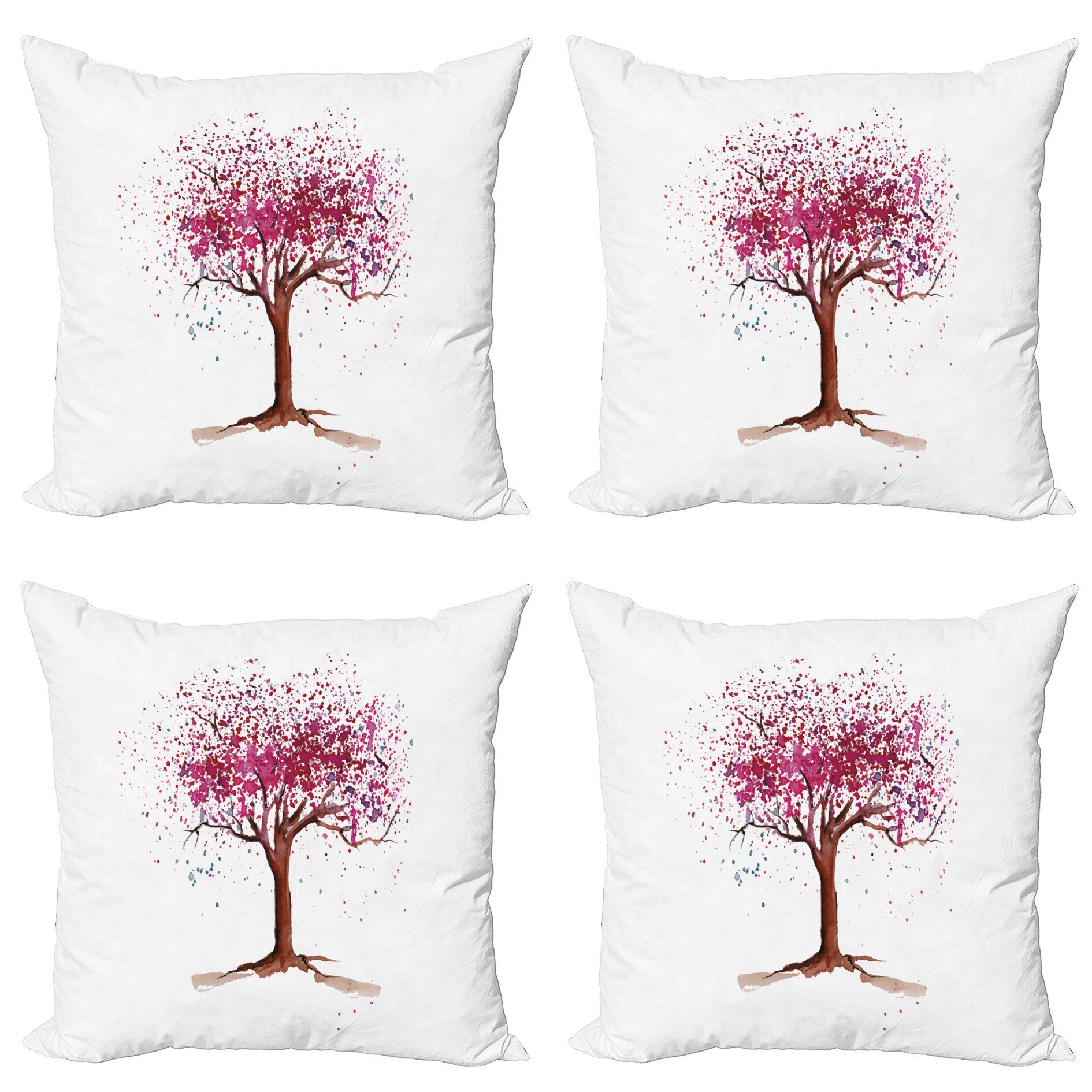 Kissenbezüge Modern Accent Doppelseitiger Digitaldruck, Abakuhaus (4 Stück), Blumen Blossom Buds Sakura Baum