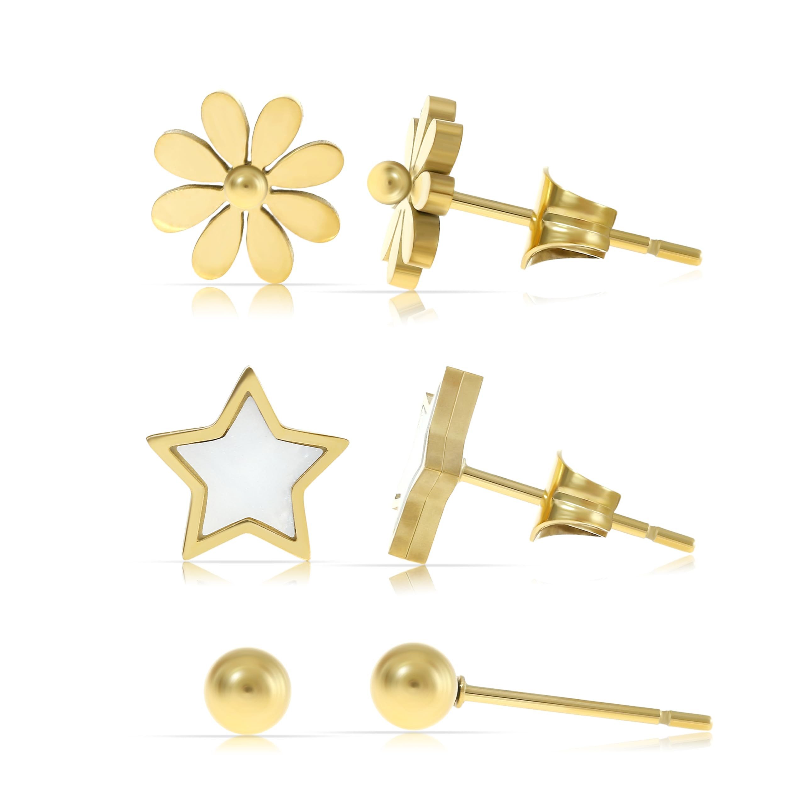 Made by Nami Ohrstecker-Set verschiedene Formen mit Blume-Stern-Perle Perlm günstig online kaufen