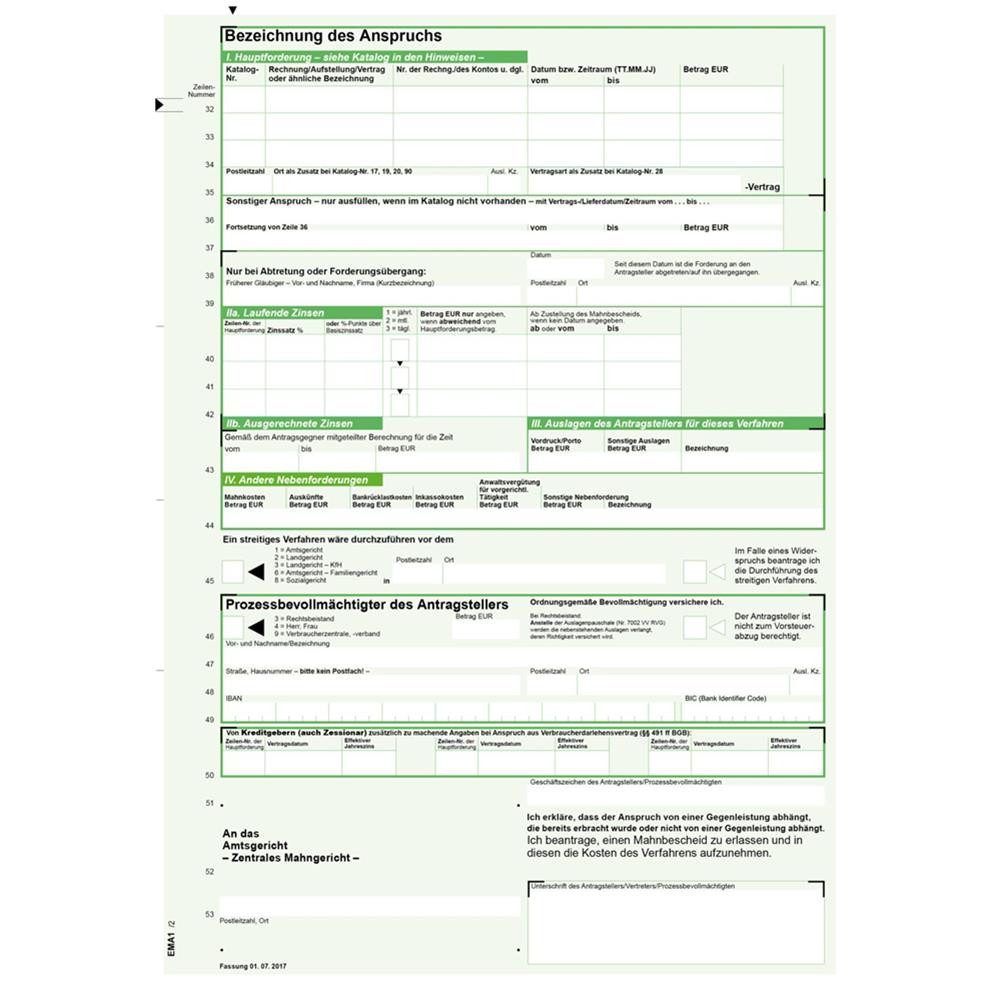 RNK Verlag Notizbuch Antrag auf Erlass eines Mahnbescheids selbstdurchschreibend 10 Stück